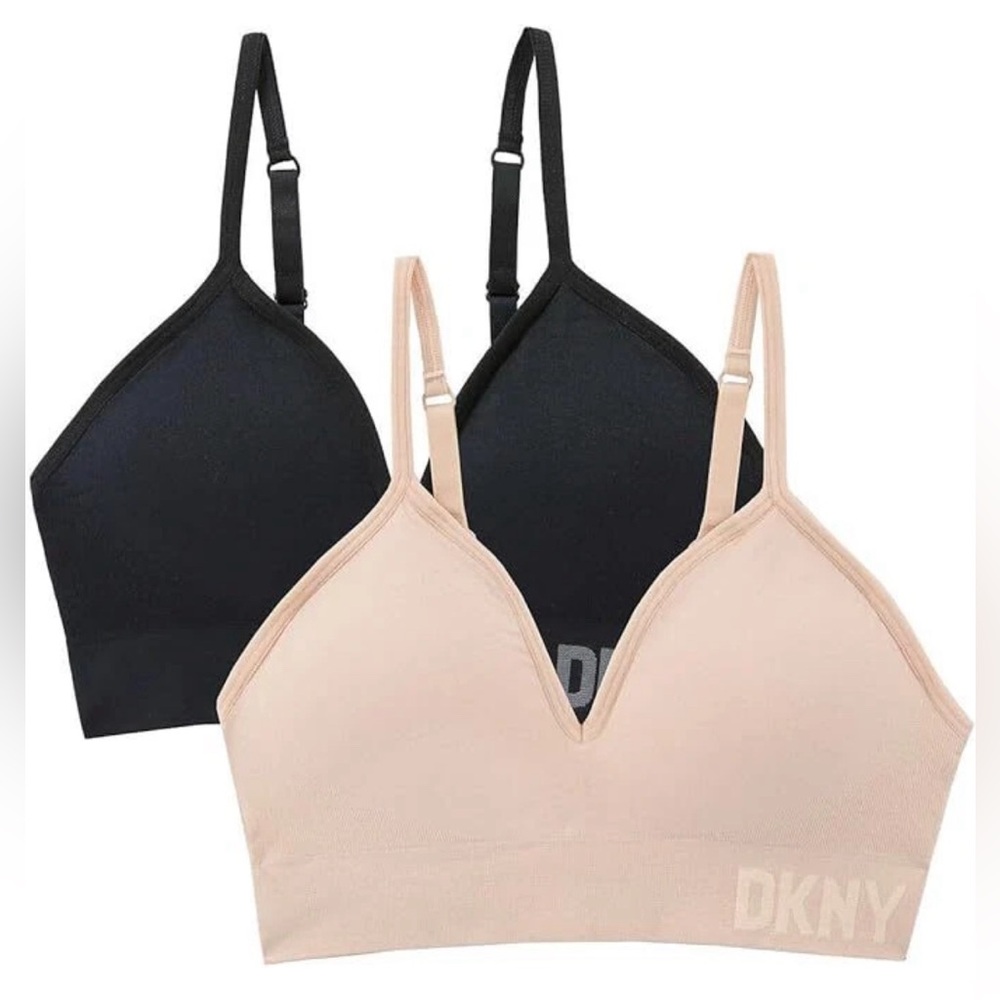 DKNY Women's 2-Pack Seamless Bra Black/Sand Size S